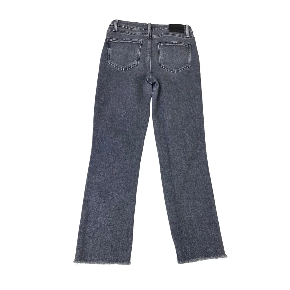 Paige Cindy High Rise Straight Leg Jeans 28 Ash Black Raw Hem Casual Grunge